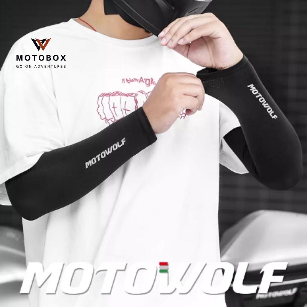 12. ปลอกแขน cool max ป้องกันUV ใส่สบายขับเหงื่อ มีแถบสะท้อนแสง แบรนด์ Motowolf