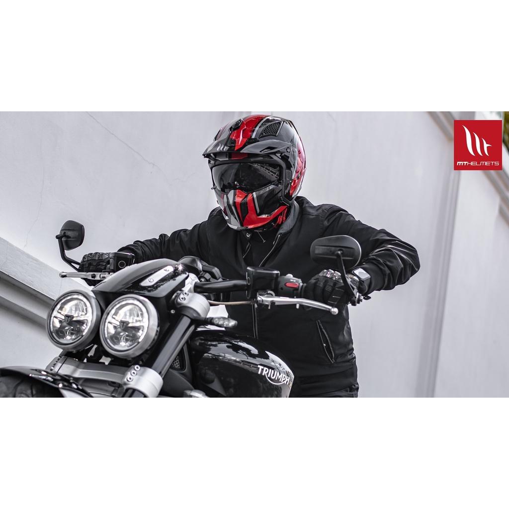 NEW!!2022 หมวกกันน็อค MT รุ่นSTREETFIGHTER SV TWIN GLOSS RED 🇪🇸 หมวกสายสตรีท มีแว่นกันแดด ถอดคางได้ ถอดแก๊ปบนได้