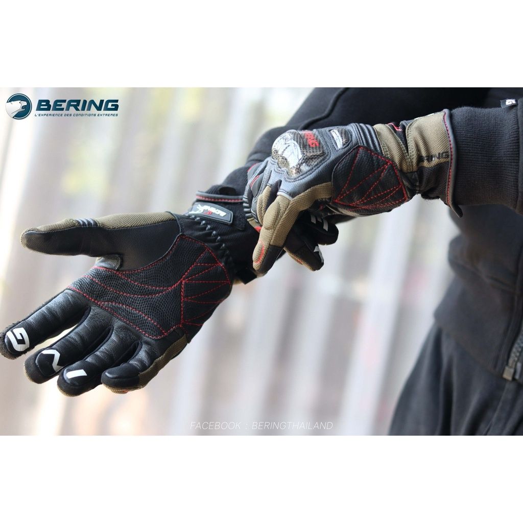 38.ถุงมือหนังแพะผสมผ้า รุ่น Cortex แบรนด์ Bering การ์ดสนับ Carbon สามารถกดโทรศัพท์ได้