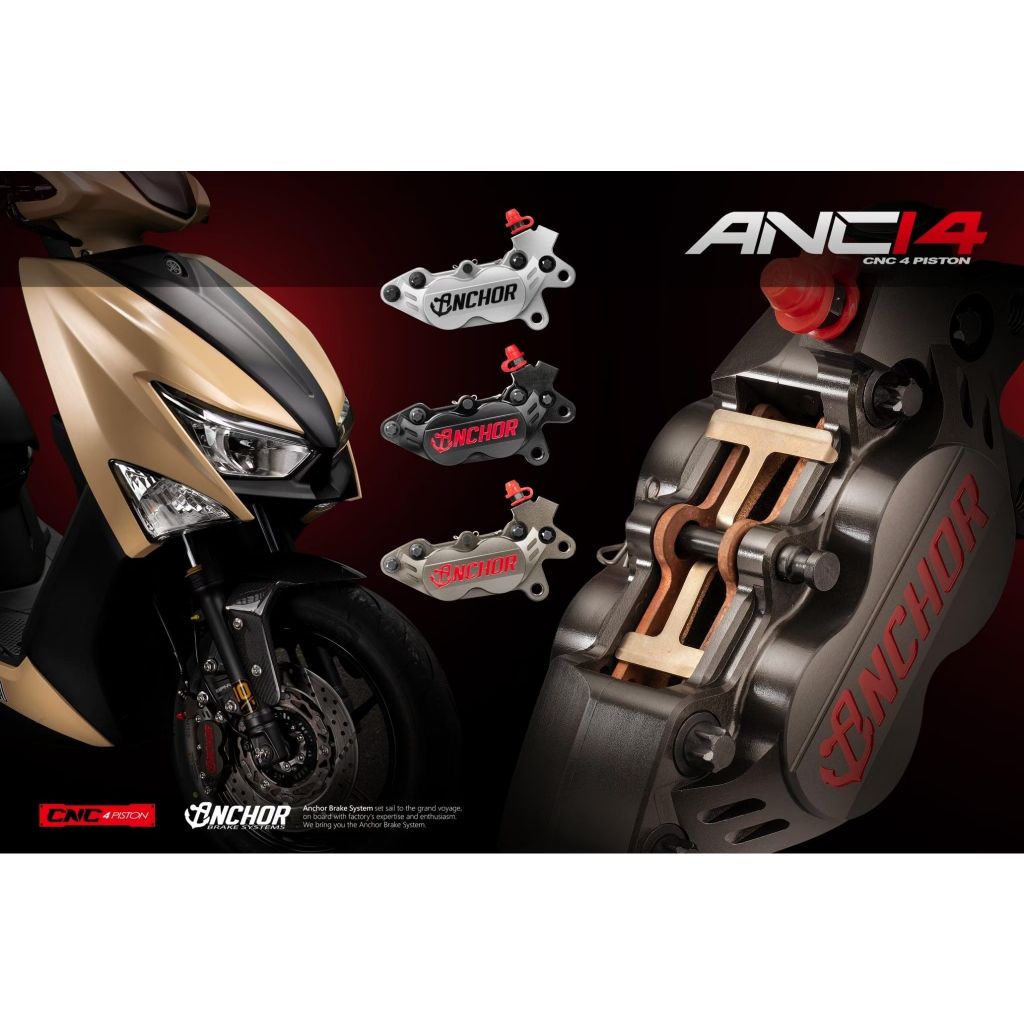 ปั้มเบรค ANCHOR ANC14 4POT หูชิต 40mm งาน CNC ขนาดลูกสูบ 34mm*2 / 30mm*2.11