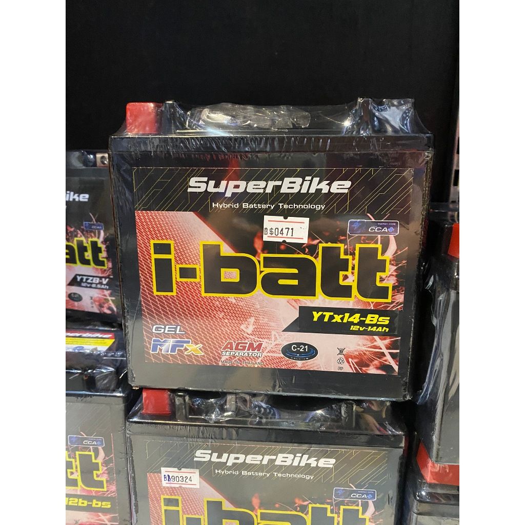แบตเตอร์รี่ i-batt YTX14-BS (สูง) แบตแห้ง สำหรับรถมอไซค์ V-STROM1000 ZX14 รับประกัน1ปี10