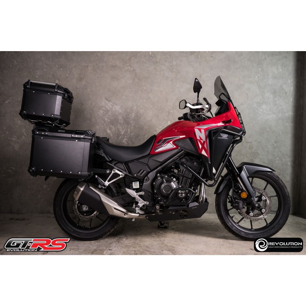 แผ่นรองขาตั้งข้าง (สแตนเลสดำ+มีเนียม) 2D แบรนด์ REVOLUTION ตรงรุ่น NX-500/CL300-500603.