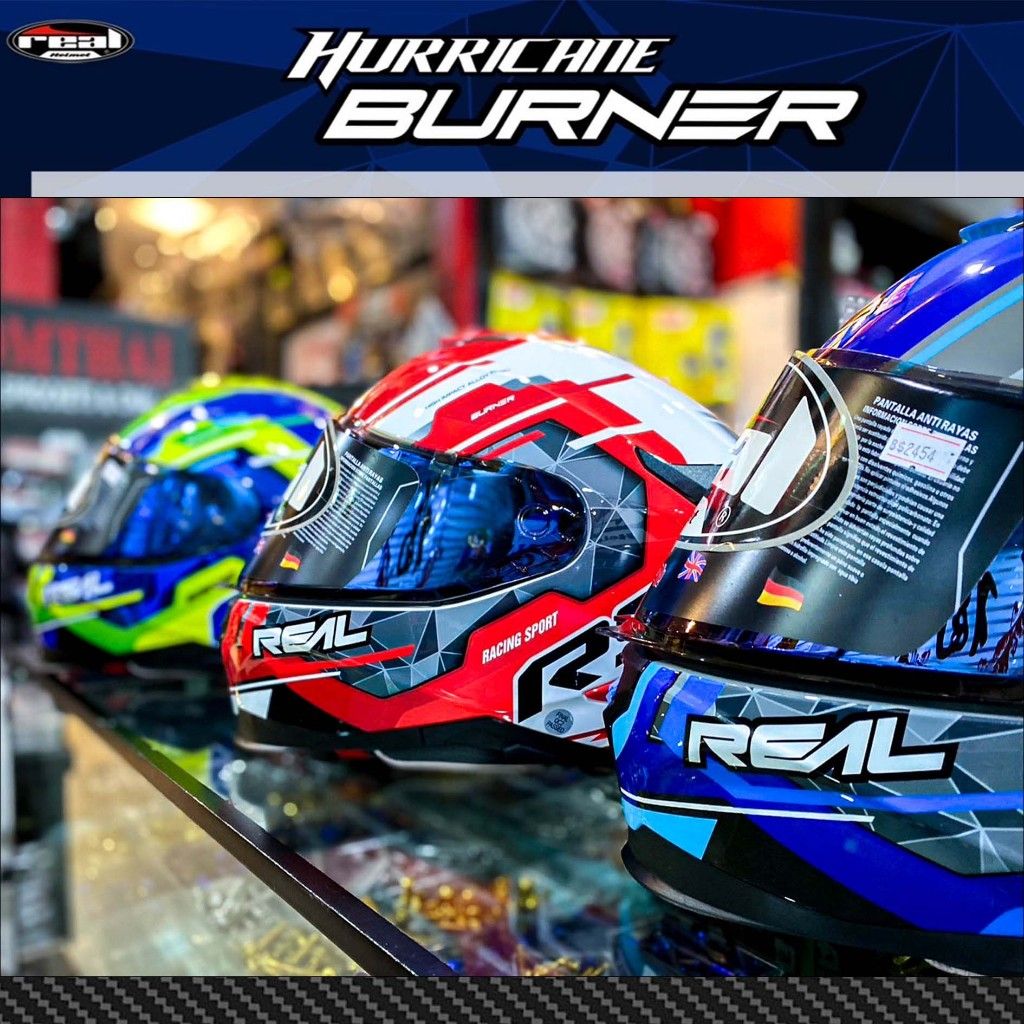 หมวกกันน็อค เต็มใบ REAL Hurricane Burner ลายใหม่ล่าสุด มี4สี