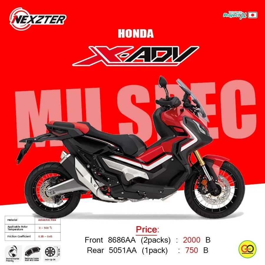 รวมผ้าเบรค ค่าย HONDA  ผ้าเบรคหน้าเเละหลัง แบรนด์ Nexzter รุ่น MU SPEC และ NEXT SPEC