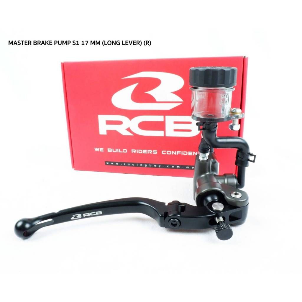 ปั๊มเบรค RCB RS-1 รุ่นใหม่ ก้านคาร์บอ ขนาด17 mm ก้านยาว Racing Boy ปั้มบน ปั้มลอย 17mm. รุ่น S1 ของแท้ 100% (0135)