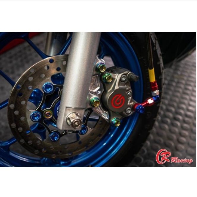 ขายึดปั๊มดิสเบรคหน้า CNC สำหรับปั๊มปักข้าง ปั๊มด้วง 2 Pot ขนาดจาน 190mm LEAD-125 4V / Giorno+ (CBS) CR RACING แท้