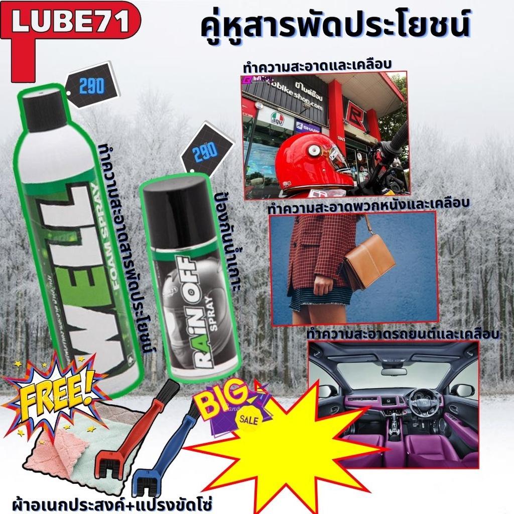 โปร SET คู่หูสารพัดโยชน์ เกรดพรีเมี่ยม สเปรย์ขจัดคราบสกปรกWELL+ สเปรย์ป้องกันน้ำเกาะ แถมฟรี ผ้าอเนกประสงค์+แปรงขัดโซ่
