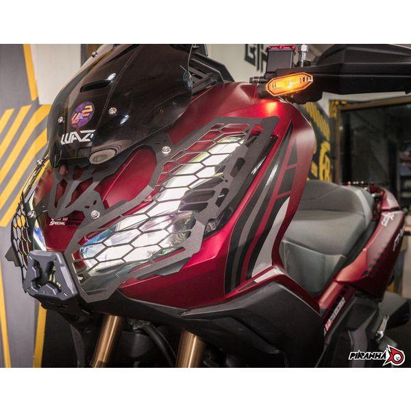 การ์ดตะแกรงไฟหน้าเหล็ก + อลูมิเนียม CNC ตรงรุ่น ADV-350 แบรนด์ PIRANHA การ์ดไฟหน้า ตะแกรงไฟหน้า