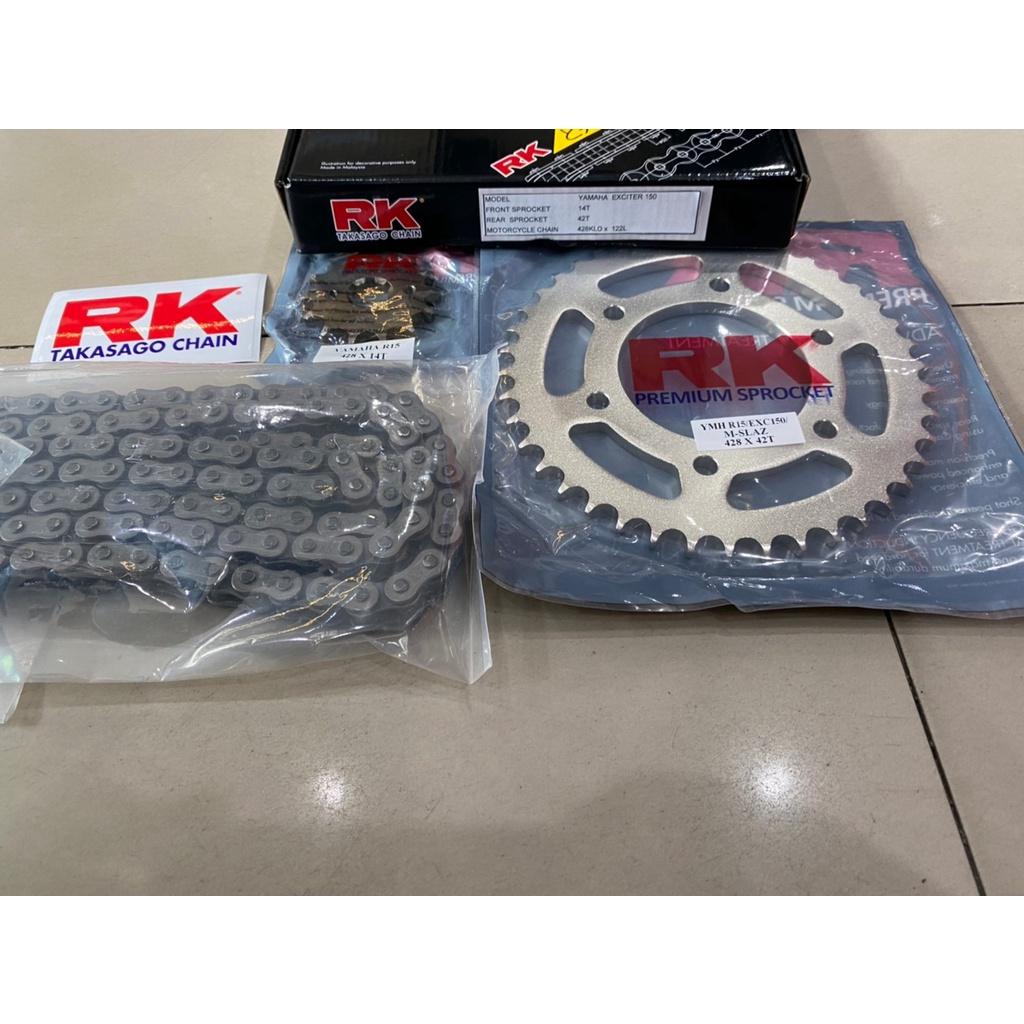ชุดSetโซ่ สเตอร์หน้า-หลัง งานRK  Exciter150 Y15-20  โซ่ 428KLO สเตอร์หน้า14ฟัน สเตอร์หลัง42ฟัน ชุดSET RK