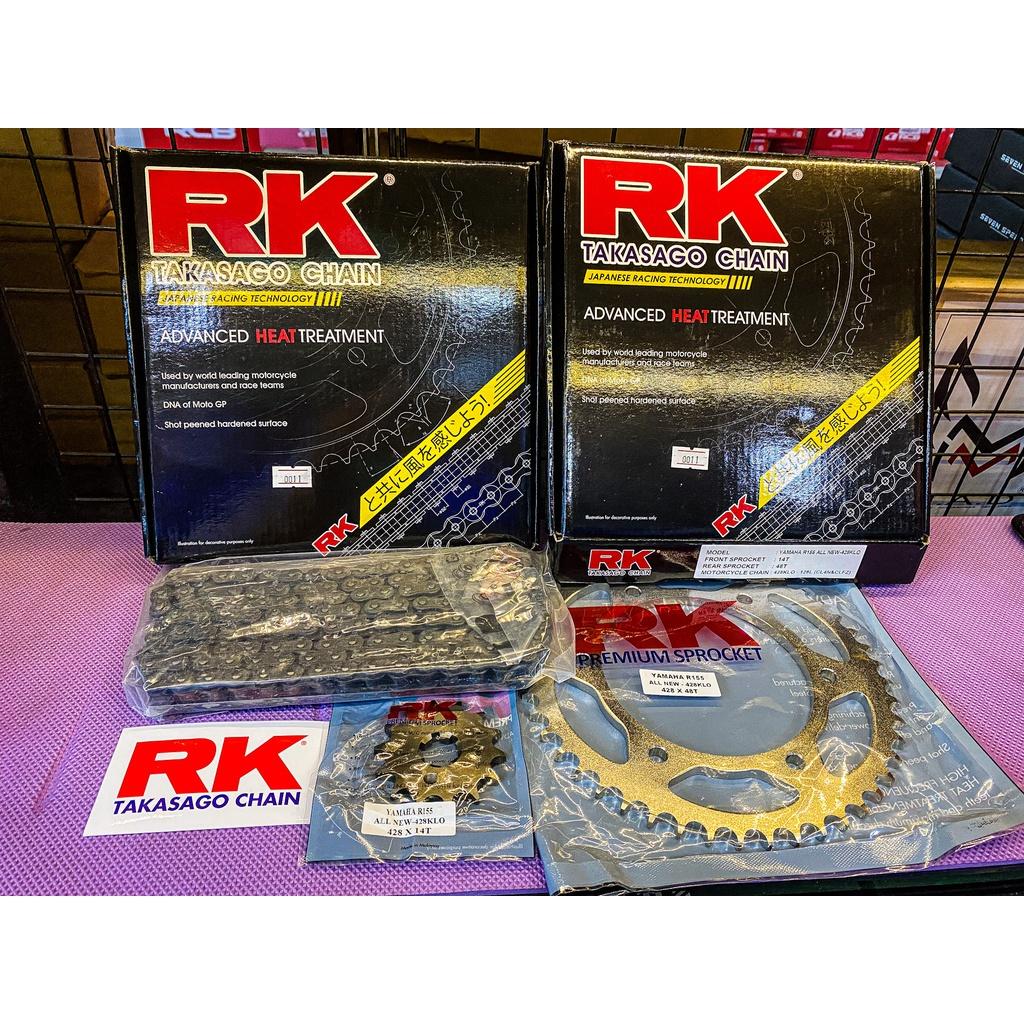 ชุดSetโซ่ สเตอร์หน้า-หลัง งานRK  R15 new / XSR / MT15  โซ่ 428KLO สเตอร์หน้า14ฟัน สเตอร์หลัง48-54ฟัน ชุดSET RK