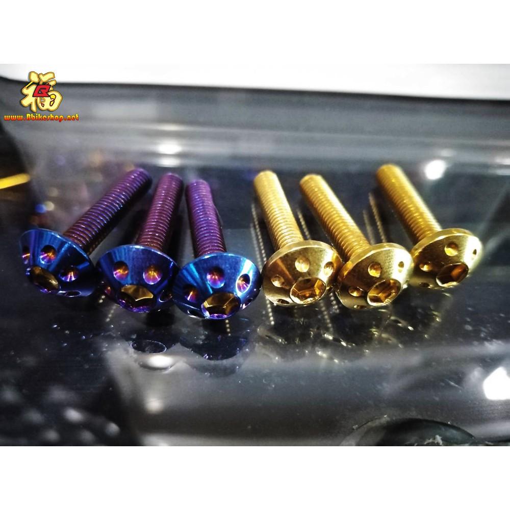 น็อตชิวหน้าแต่งหัวดอกไม้ 3ตัว 5X25 ทอง/ไทเท