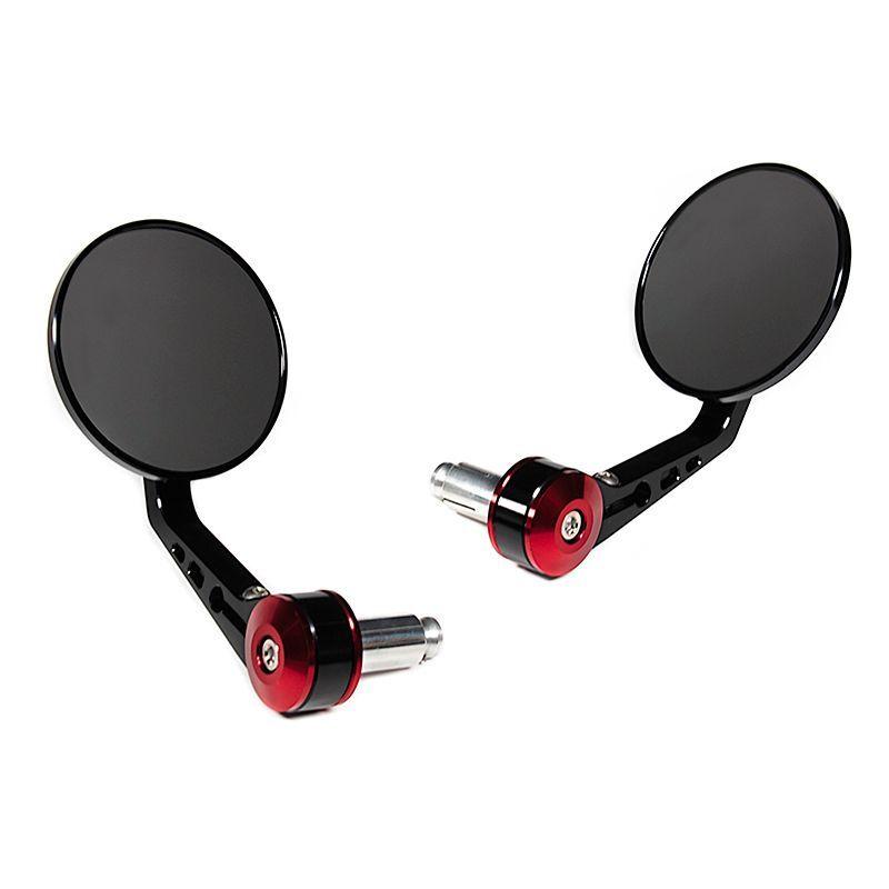 กระจกติดปลายแฮนด์ CNC RACING ทรงกลม-Black Red(0316)