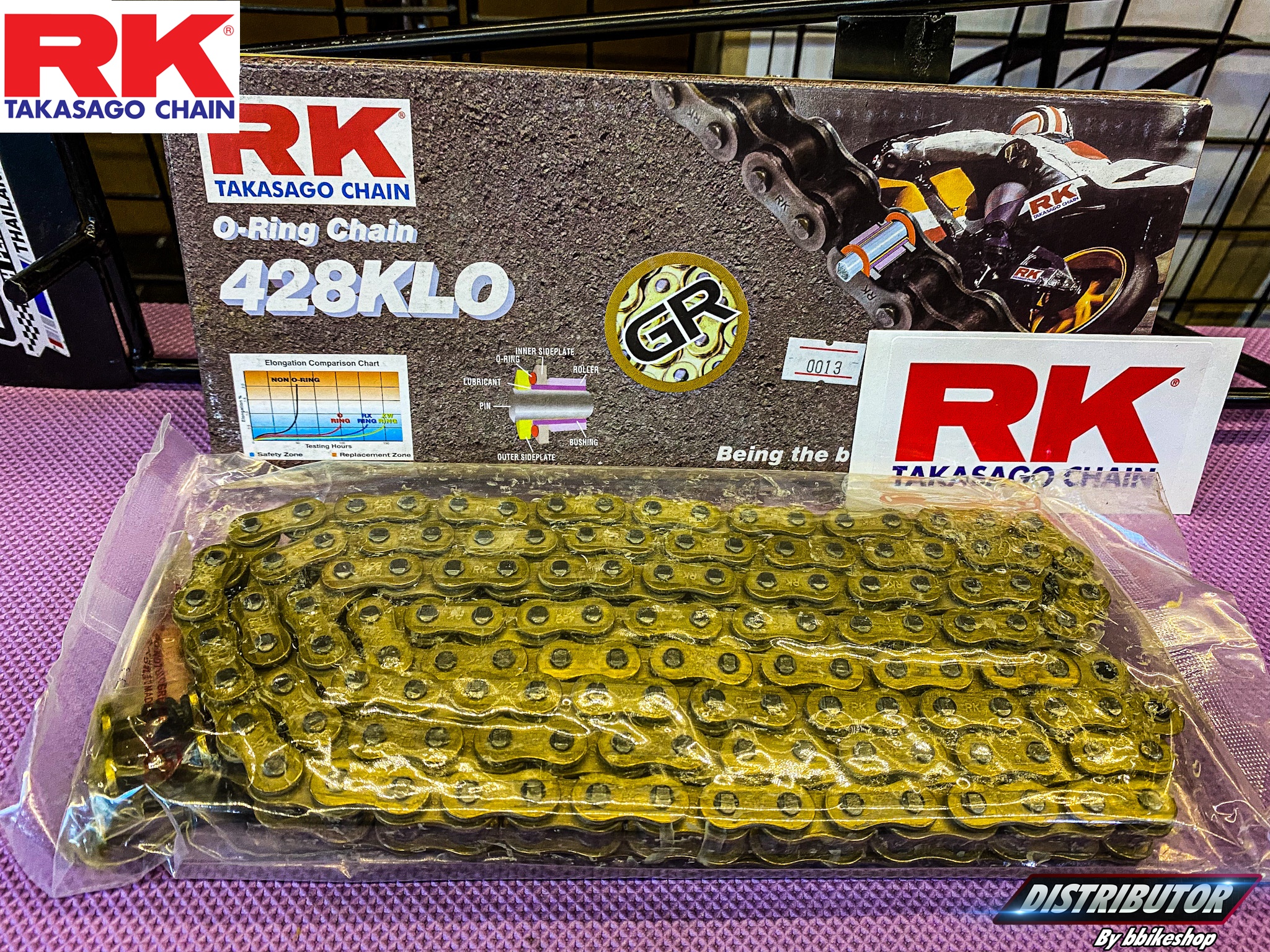 โซ่ RK 428 KLO O-Ring 132L สีทองล้วน