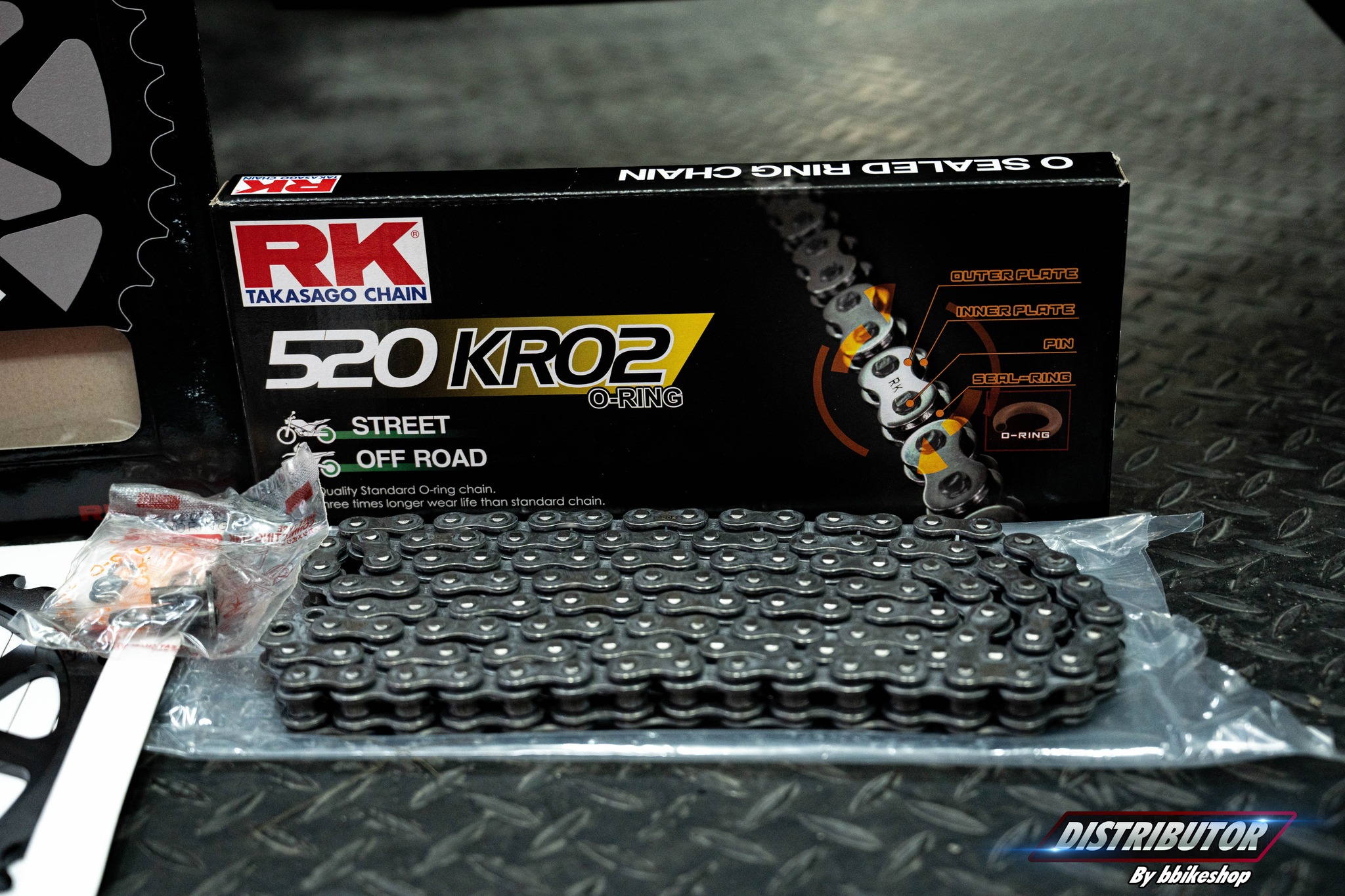 โซ่ RK 520 KRO O-Ring 120L สีเหล็ก