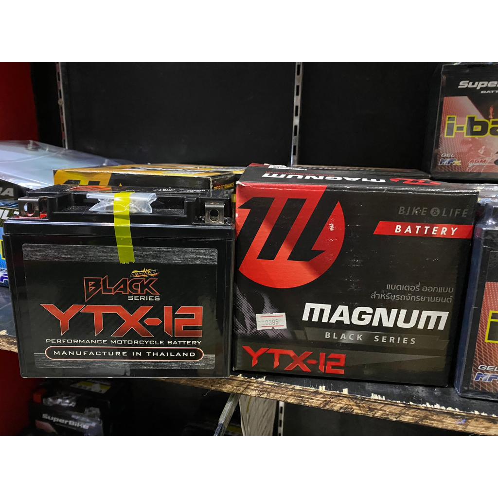 แบตเตอรี่ Magnum YTX12 ขนาด 12 แอมป์ สำหรับรถมอไซค์  NINJA650 ER6N ZX6R Forza V-Strom GSX250 Versys650